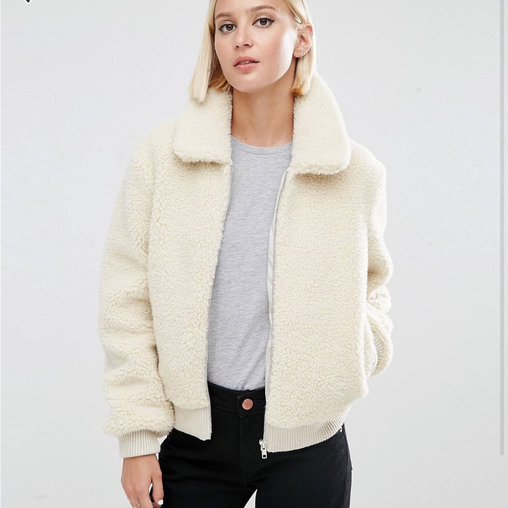 ASOS Borg Bomber Jacket - Picture 3 of 4